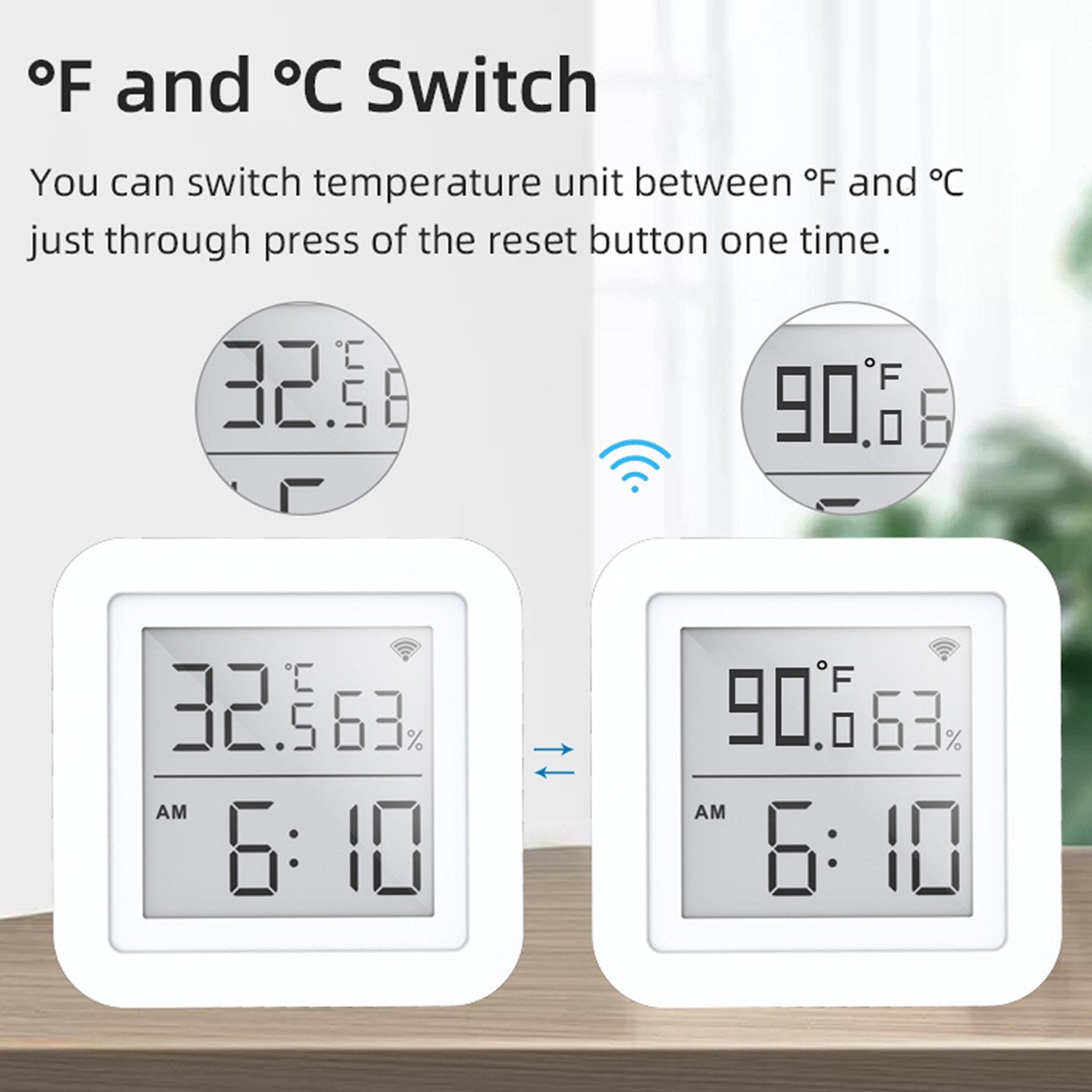 Tuya WiFi Digital Thermometer Hygrometer LCD Display Screen Fahrenheit / Celsius Switch Temperature Humidity Time Display Linkage Sensors Compatible with Alexa Google Home Tuya WiFi Digital Thermometer Hygrometer LCD Display Screen Fahrenheit / Celsius Switch Temperature Humidity Time Display Linkage Sensors Compatible with Alexa Google Home